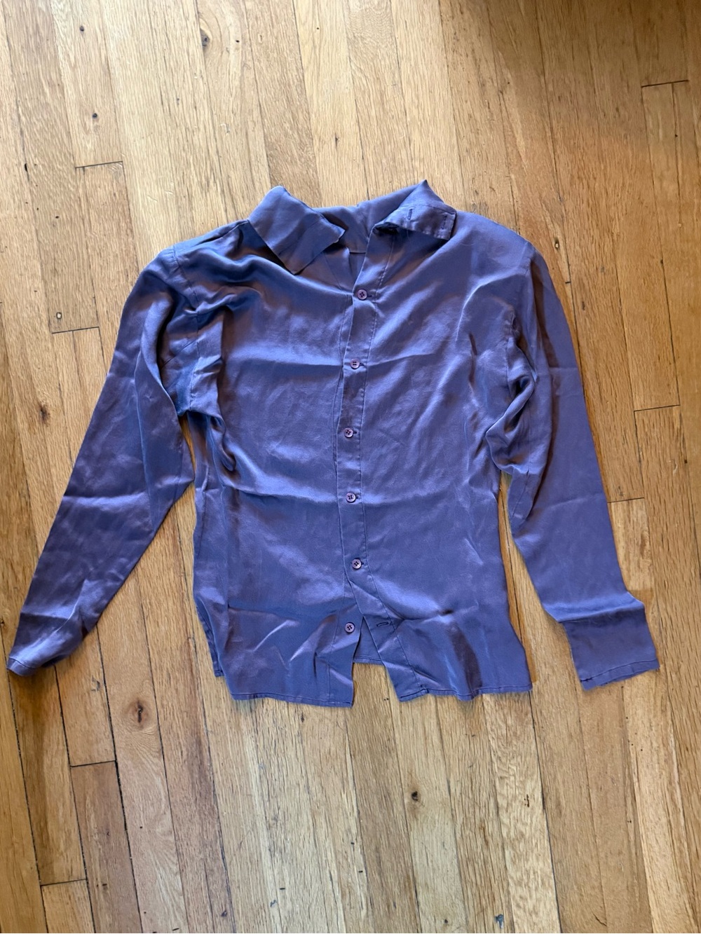 Calvin Klein 100% Silk Lavender-Purple Button-Up Shirt